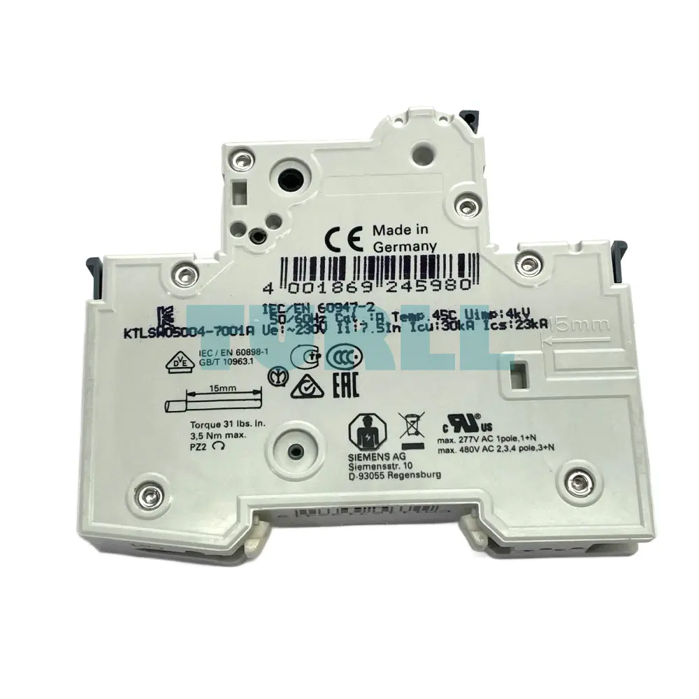 Siemens 5SY6101-7 Miniature Circuit Breaker 1-Pole, 1A, C-Curve, 6kA