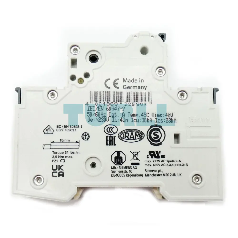 Siemens 5SY6104-6 Miniature Circuit Breaker 4A, 1-Pole, B-Curve, 6kA, 230/400V