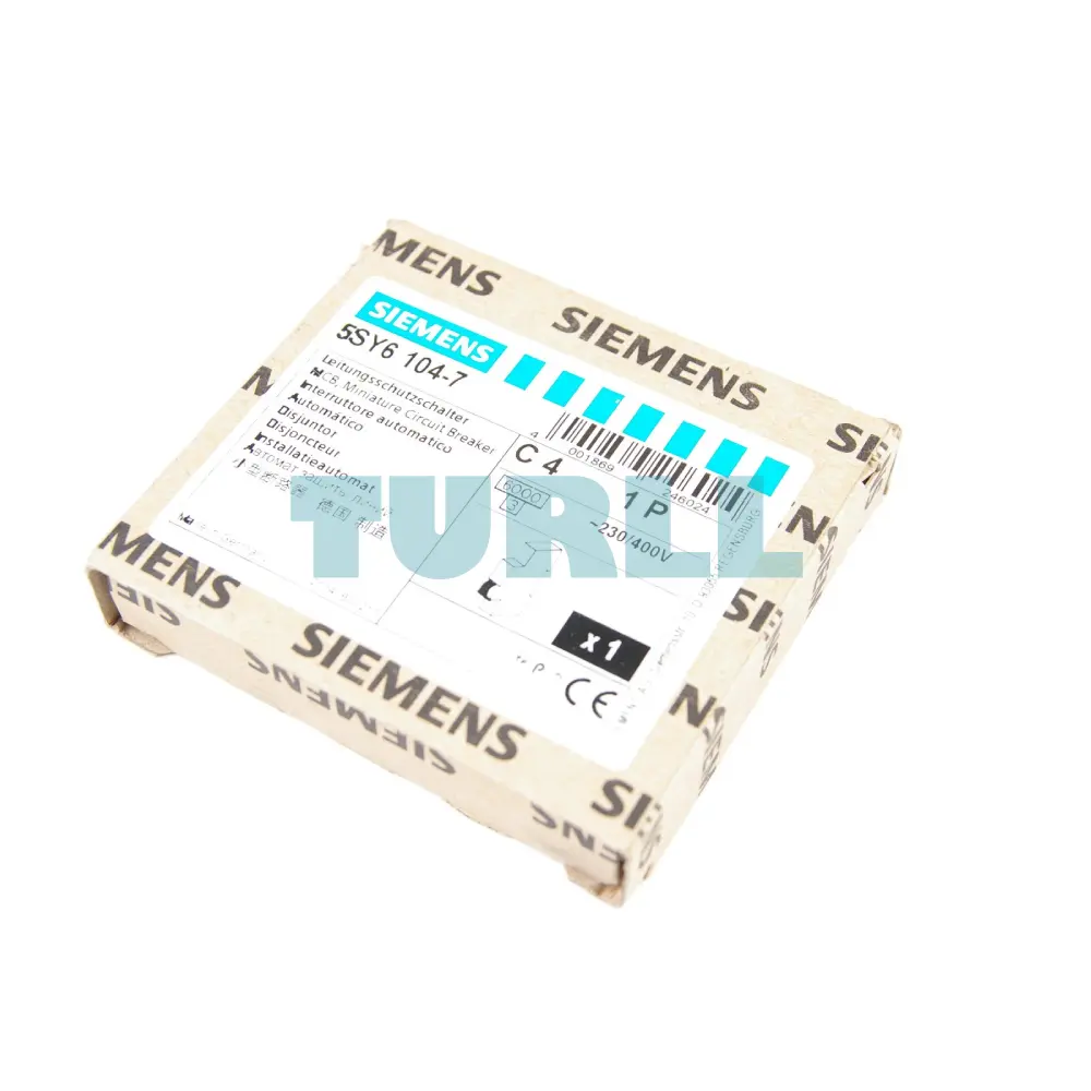 Siemens 5SY6104-7 Miniature Circuit Breaker 1-Pole, 4A, Type C, 6kA