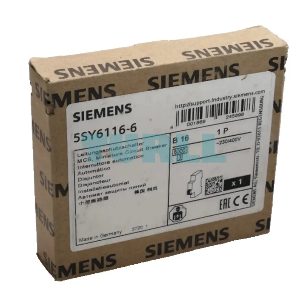 Siemens 5SY6116-6 Miniature Circuit Breaker 230/400V 6kA, 1-Pole, B Curve, 16A