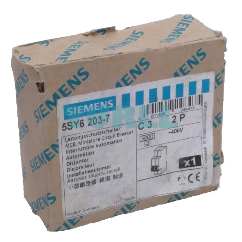Siemens 5SY6203-7 Miniature Circuit Breaker 2-Pole, 3A, Type C, 6kA, 400V