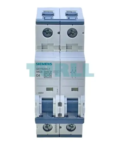 Siemens 5SY6204-7 Miniature Circuit Breaker 2-Pole, 4A, 400V, C-Type, 6kA