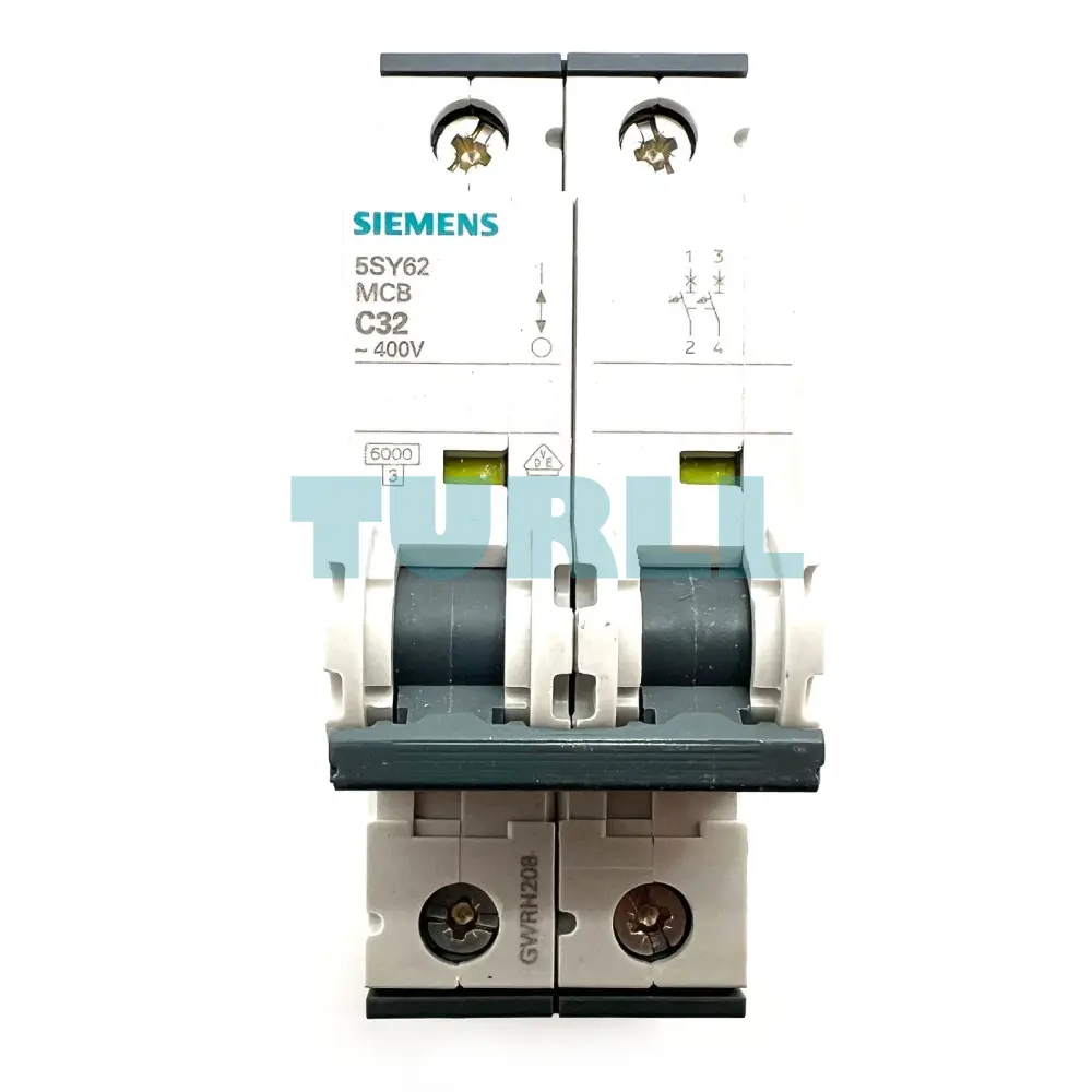 Siemens 5SY6232-7 Miniature Circuit Breaker 32A, 2-Pole, C-Curve, 6kA, 400V
