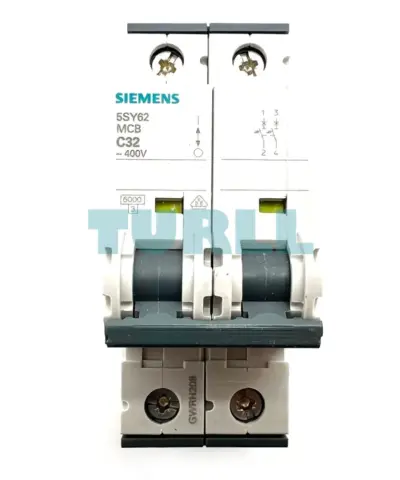 Siemens 5SY6232-7 Miniature Circuit Breaker 32A, 2-Pole, C-Curve, 6kA, 400V
