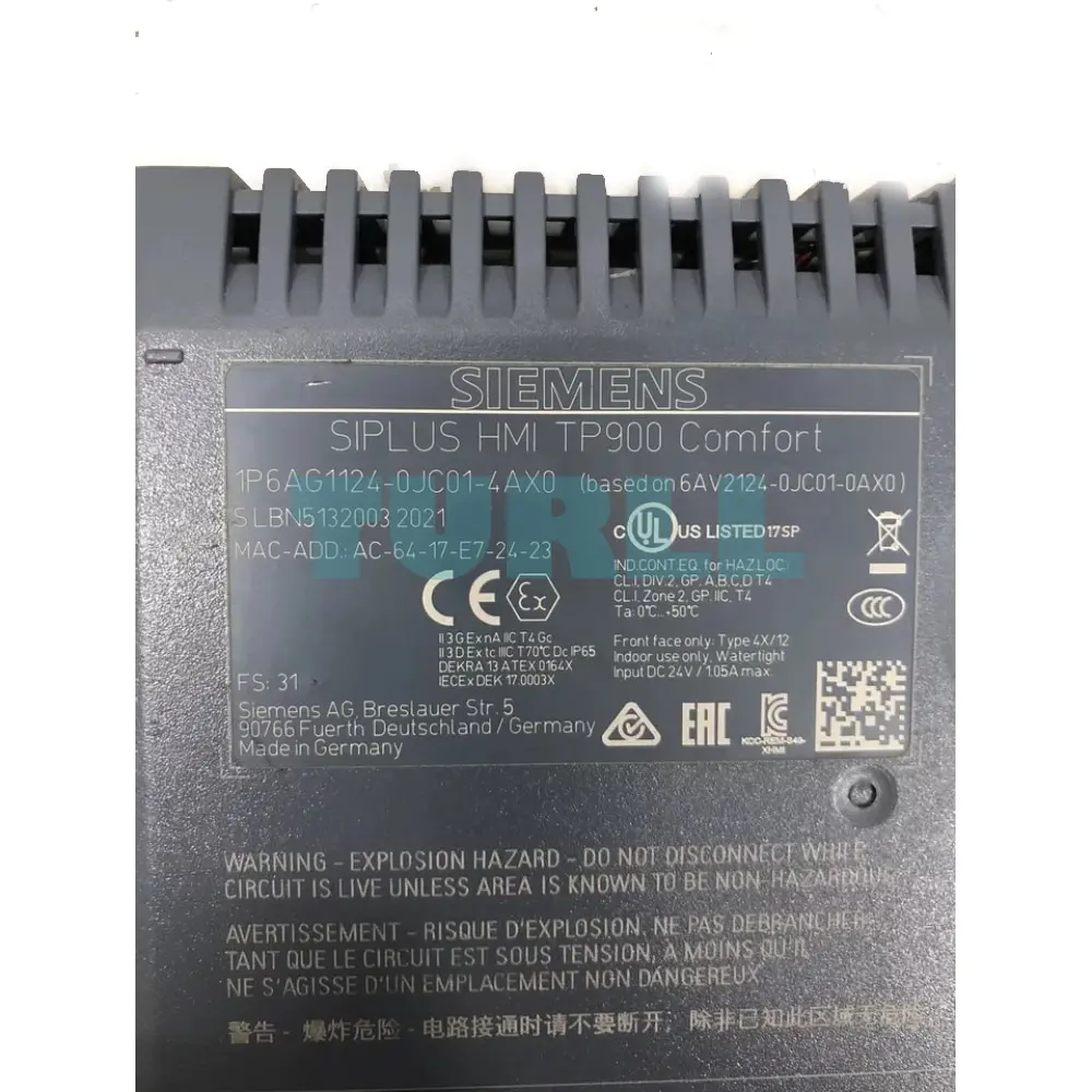 6AG1124-0JC01-4AX0 SIEMENS SIPLUS HMI TP900 Comfort Original Brand New 2 6AG1124-0JC01-4AX0 SIEMENS SIPLUS HMI TP900 Comfort