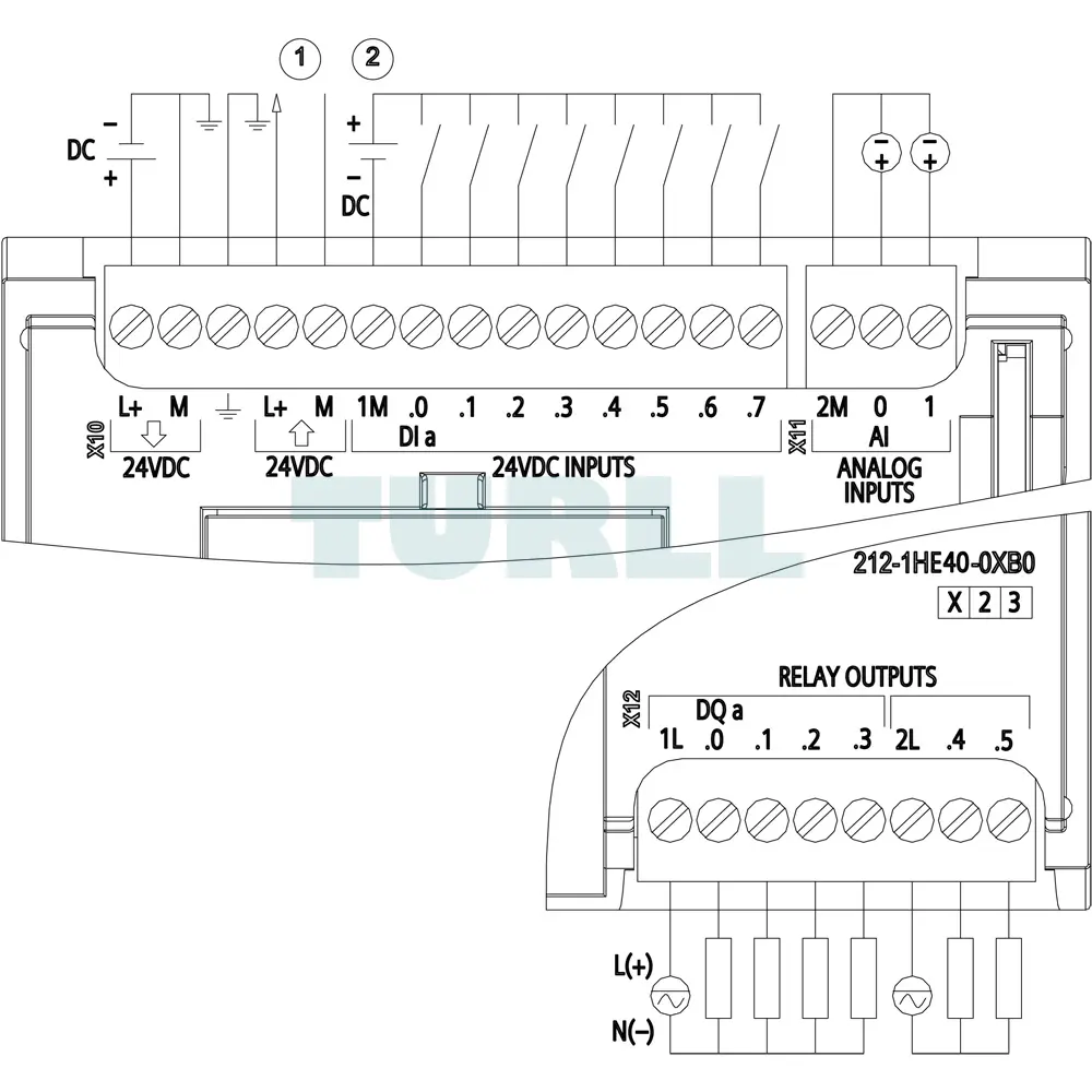 Siemens 6ES7212-1HE40-0XB0 SIMATIC S7-1200, CPU 1212C, Compact PLC, DC/DC/Relay, 8DI, 6DO, 2AI