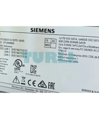 6AG4114-3DP51-0AY0 Siemens SIMATIC IPC847E Rack PC