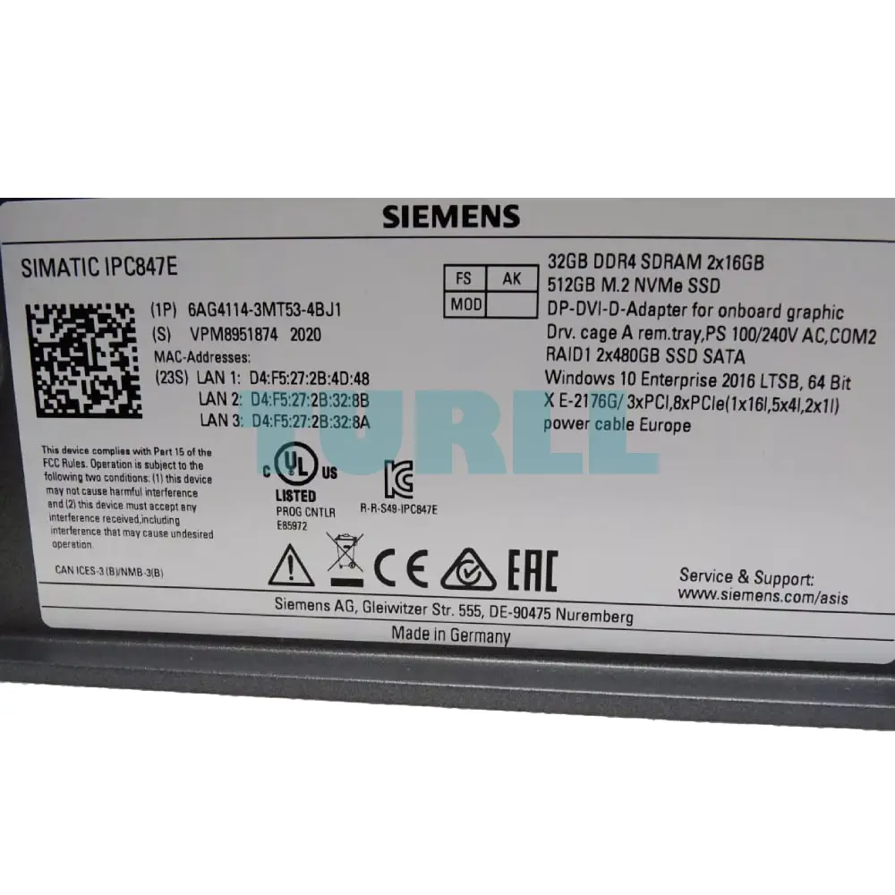 6AG4114-3MT53-4BJ1 Siemens SIMATIC IPC847E Rack PC Original Brand New 5 6AG4114-3MT53-4BJ1 Siemens SIMATIC IPC847E Rack PC