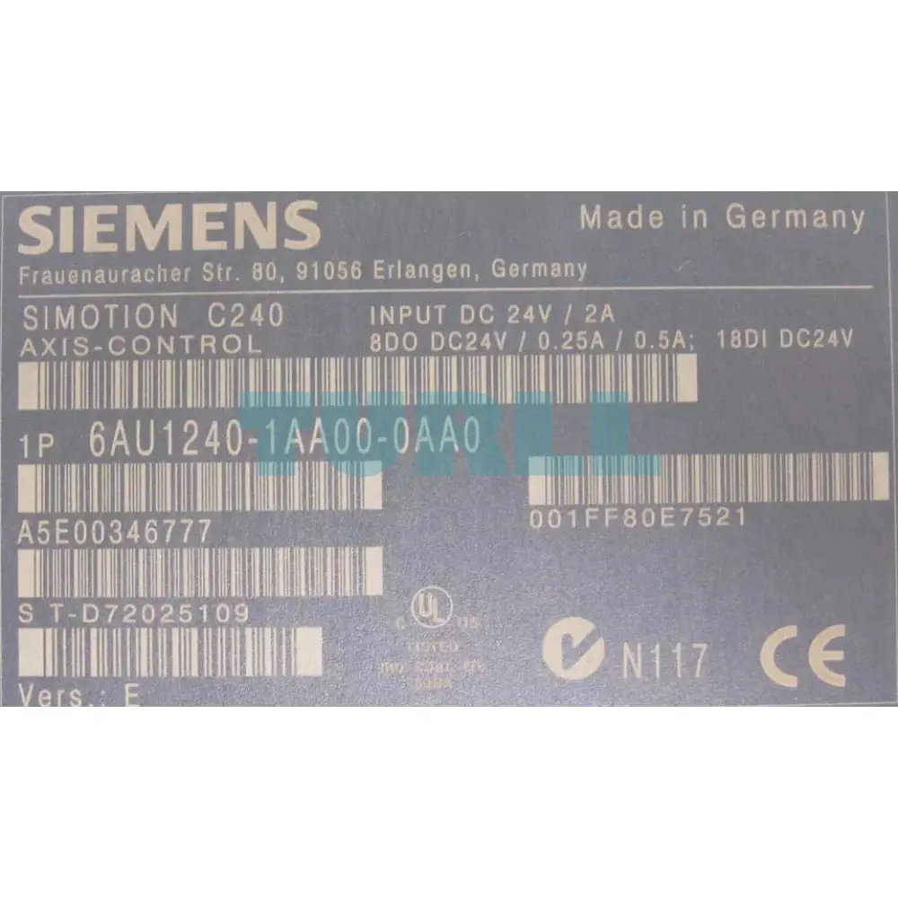 6AU1240-1AA00-0AA0 Siemens SIMOTION C240 Programmable Motion Control System Original Brand New 2 6AU1240-1AA00-0AA0 Siemens SIMOTION C240 Programmable Motion Control System