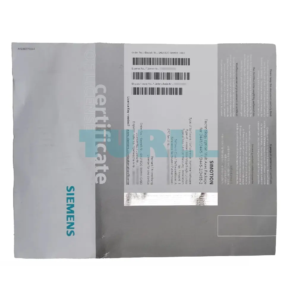 6AU1820-0AA44-0AB0 Siemens SIMOTION Technology Option Multiaxes Original Brand New 4 6AU1820-0AA44-0AB0 Siemens SIMOTION Technology Option Multiaxes