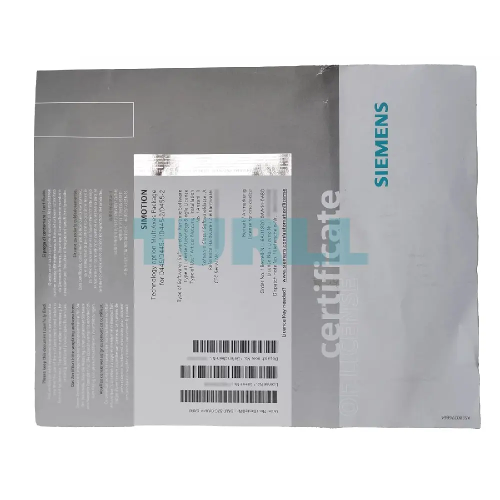 6AU1820-0AA44-0AB0 Siemens SIMOTION Technology Option Multiaxes Original Brand New 2 6AU1820-0AA44-0AB0 Siemens SIMOTION Technology Option Multiaxes