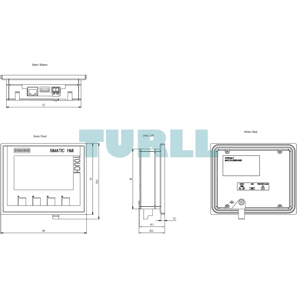 Siemens 6AV2123-2DB03-0AX0 SIMATIC HMI KTP400, Basic Panel 4” TFT Touch & Key Display Original Brand New 6 Siemens 6AV2123-2DB03-0AX0 SIMATIC HMI KTP400, Basic Panel 4” TFT Touch & Key Display
