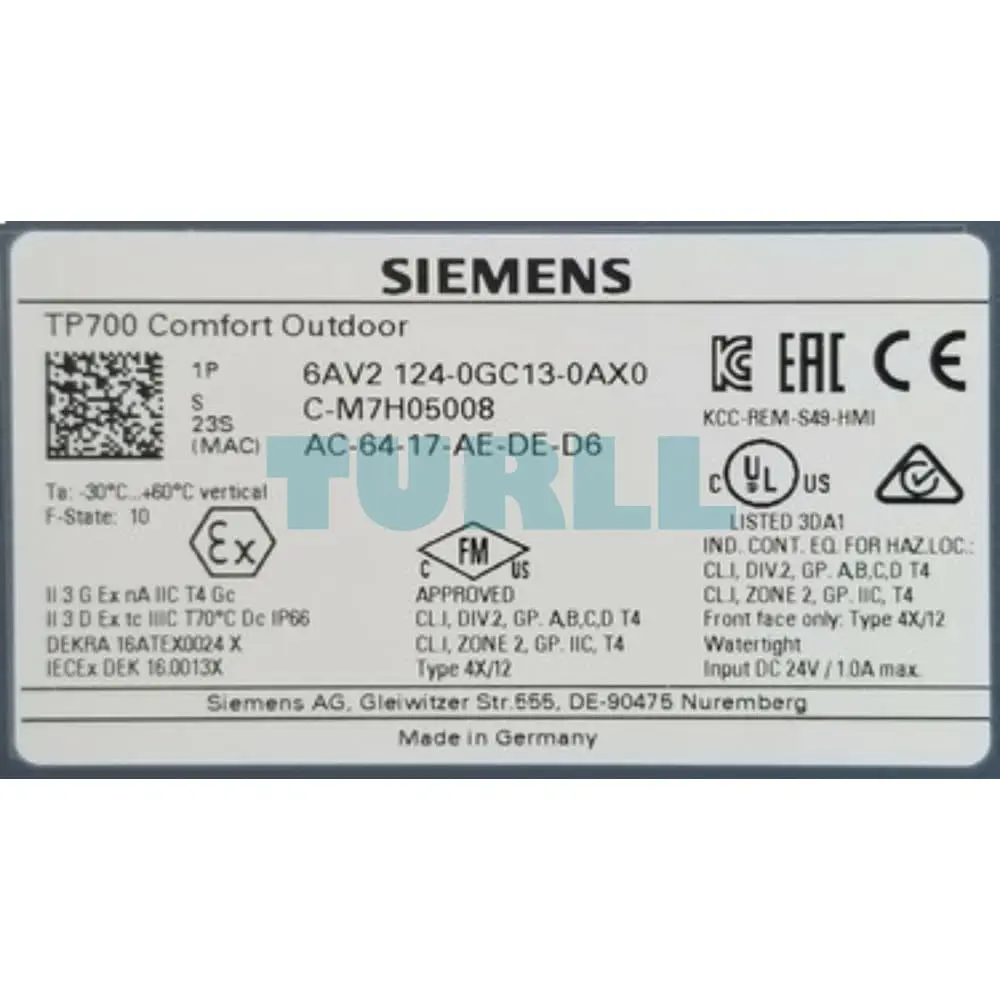 6AV2124-0GC13-0AX0 Siemens SIMATIC HMI TP700 Comfort Outdoor Original Brand New 2 6AV2124-0GC13-0AX0 Siemens SIMATIC HMI TP700 Comfort Outdoor