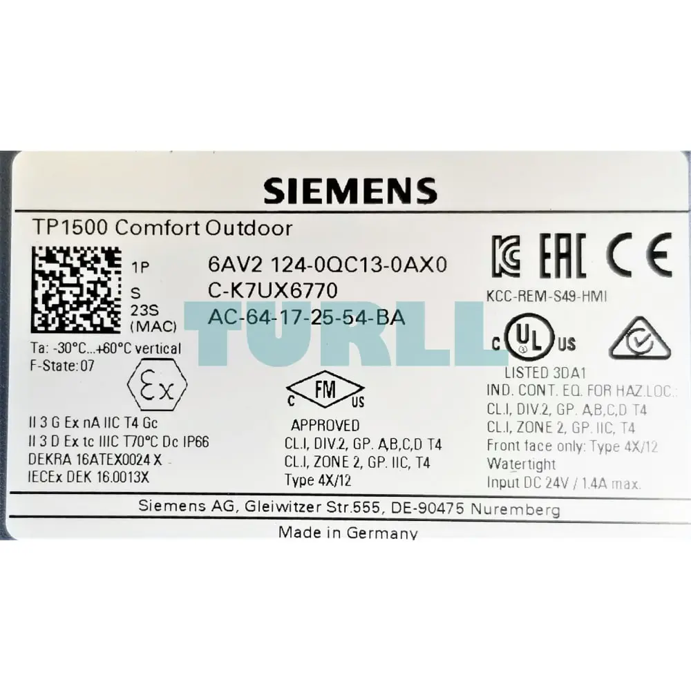 6AV2124-0QC13-0AX0 Siemens SIMATIC HMI TP1500 Comfort Outdoor Original Brand New 5 6AV2124-0QC13-0AX0 Siemens SIMATIC HMI TP1500 Comfort Outdoor
