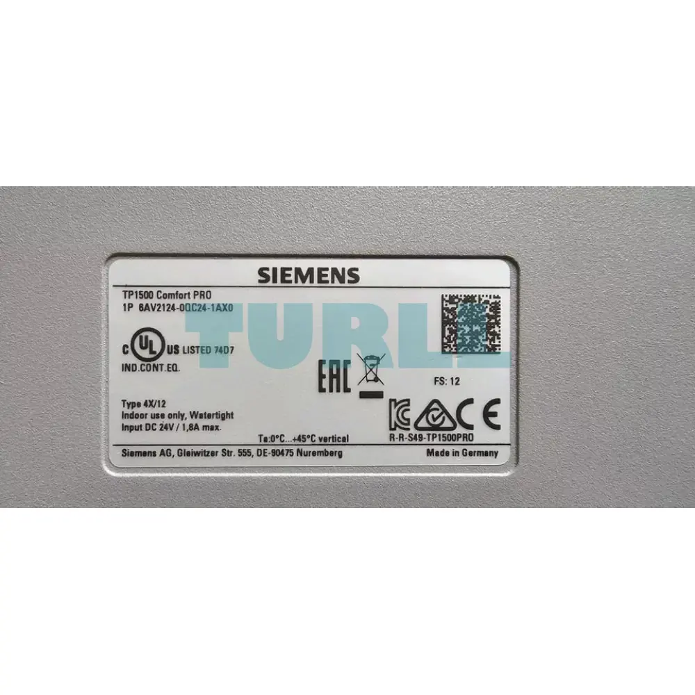 6AV2124-0QC24-1AX0 Siemens SIMATIC HMI TP1500 Comfort Pro Original Brand New 3 6AV2124-0QC24-1AX0 Siemens SIMATIC HMI TP1500 Comfort Pro