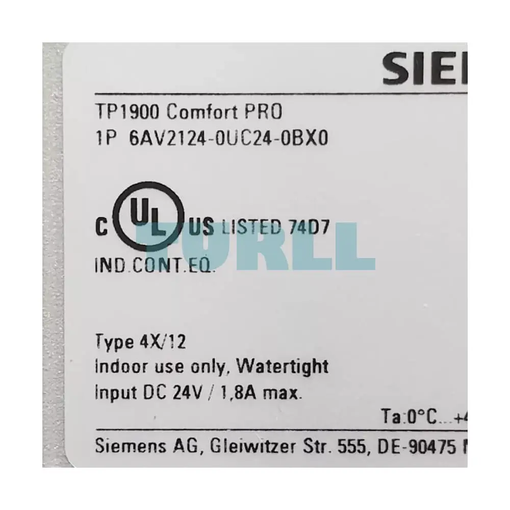 6AV2124-0UC24-0BX0 Siemens SIMATIC HMI TP1900 Comfort Pro Original Brand New 2 6AV2124-0UC24-0BX0 Siemens SIMATIC HMI TP1900 Comfort Pro