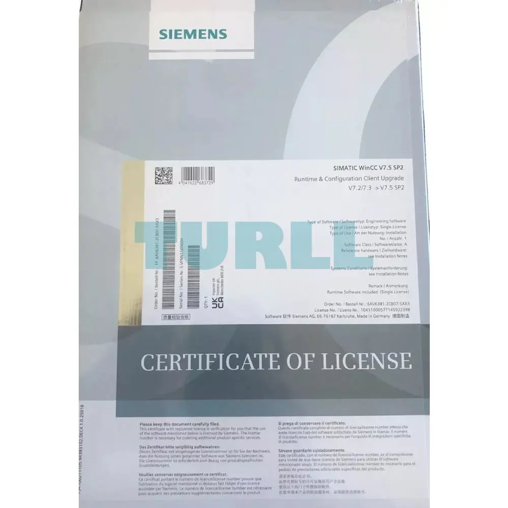 6AV6371-2BP07-5AX0 Siemens WinCC Powerpack RT 65536/102400 Original Brand New 1 6AV6371-2BP07-5AX0 Siemens WinCC Powerpack RT 65536/102400