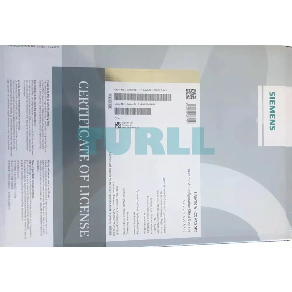 6AV6371-2BP07-5AX0 Siemens WinCC Powerpack RT 65536/102400 Original Brand New 4 6AV6371-2BP07-5AX0 Siemens WinCC Powerpack RT 65536/102400