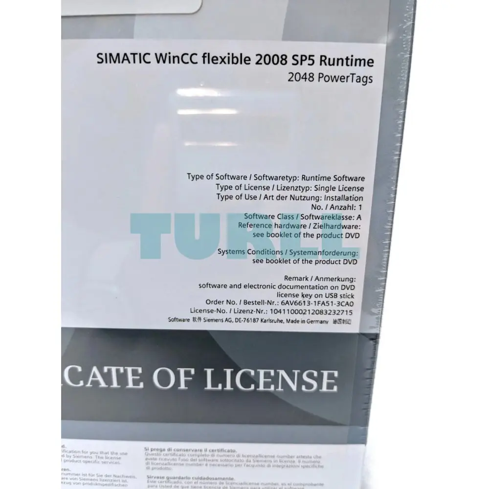 6AV6613-1FA51-3CA0 Siemens WinCC Flexible 2008 Runtime 2048 PowerTags Original Brand New 2 6AV6613-1FA51-3CA0 Siemens WinCC Flexible 2008 Runtime 2048 PowerTags