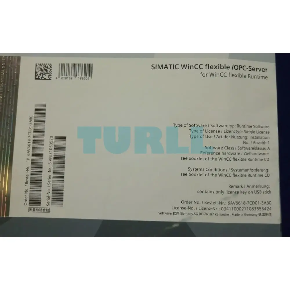 6AV6618-7CD01-3AB0 Siemens WinCC Flexible/OPC Server Original Brand New 3 6AV6618-7CD01-3AB0 Siemens WinCC Flexible/OPC Server