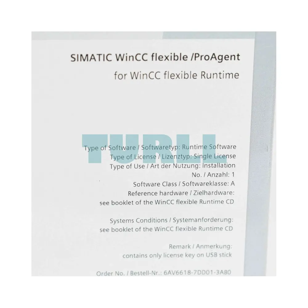 6AV6618-7DD01-3AB0 Siemens SIMATIC WinCC Flexible/ProAgent Original Brand New 1 6AV6618-7DD01-3AB0 Siemens SIMATIC WinCC Flexible/ProAgent