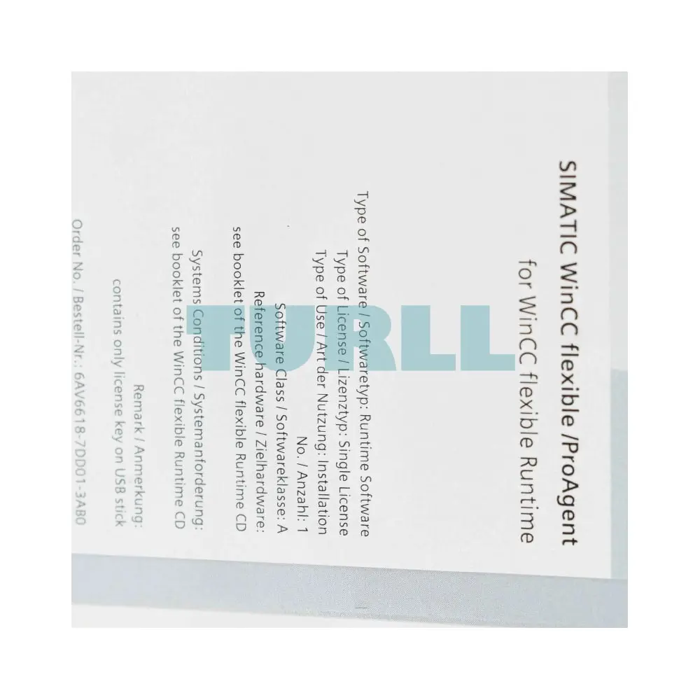 6AV6618-7DD01-3AB0 Siemens SIMATIC WinCC Flexible/ProAgent Original Brand New 4 6AV6618-7DD01-3AB0 Siemens SIMATIC WinCC Flexible/ProAgent