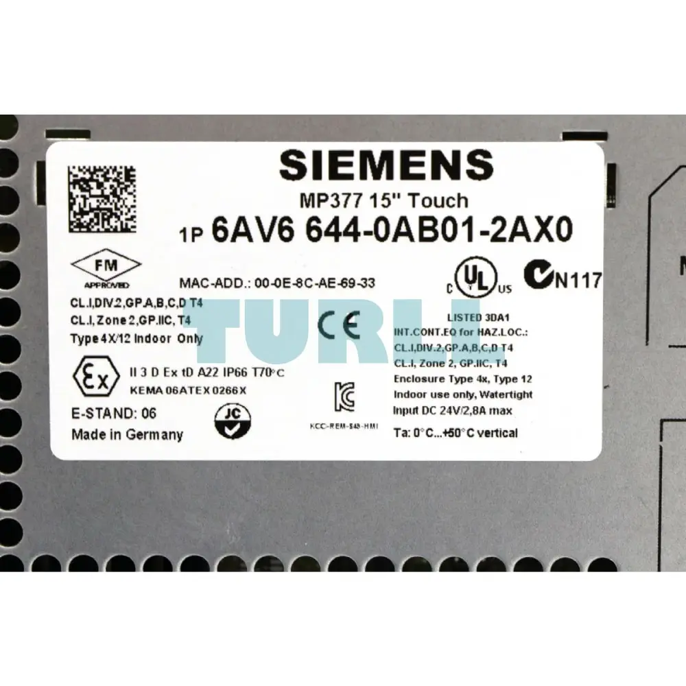 6AV6644-0AB01-2AX0 Siemens SIMATIC MP 377 15" Touch Multi Panel Original Brand New 2 6AV6644-0AB01-2AX0 Siemens SIMATIC MP 377 15" Touch Multi Panel
