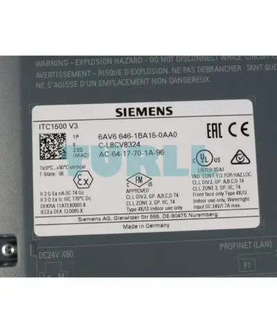 6AV6646-1BA15-0AA0 Siemens SIMATIC ITC1500 V3 Industrial Thin Client