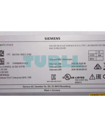 6AV7241-5BB17-0FA0 Siemens SIMATIC IPC 477E 15" Touch