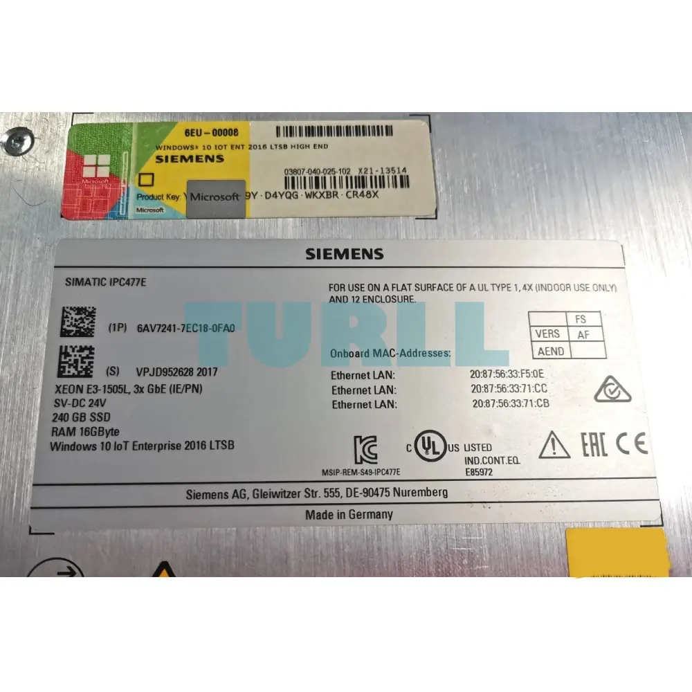 6AV7241-7EC18-0FA0 Siemens SIMATIC IPC 477E 22" Touch Original Brand New 1 6AV7241-7EC18-0FA0 Siemens SIMATIC IPC 477E 22" Touch