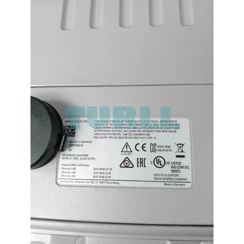6AV7251-7JG08-0FA0 Siemens SIMATIC IPC477E PRO fully protected IP65 Original Brand New 1 6AV7251-7JG08-0FA0 Siemens SIMATIC IPC477E PRO fully protected IP65