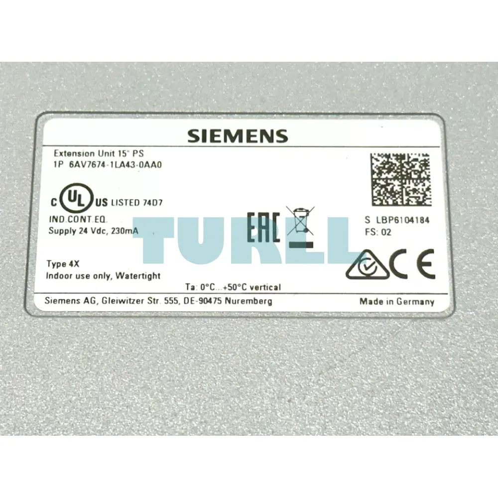 6AV7674-1LA43-0AA0 Siemens Extension Unit Original Brand New 2 6AV7674-1LA43-0AA0 Siemens Extension Unit