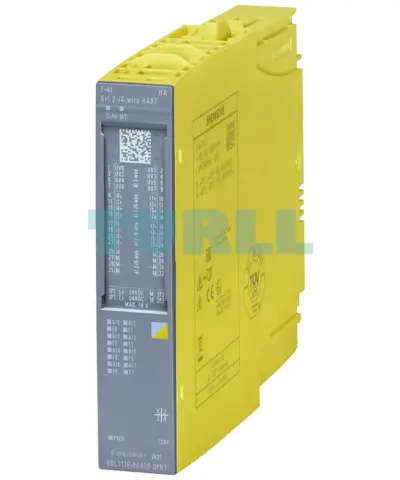 6DL1136-6AA00-0PH1 SIEMENS analog input safety module for ET 200SP HA with 8x AI HART, SIL 3, PL e, 16-bit resolution, and channel diagnostics.