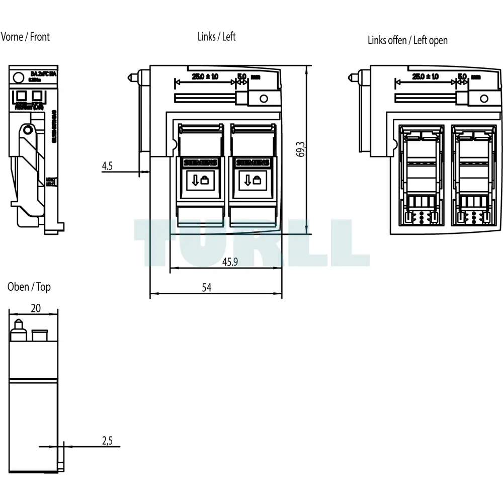6DL1193-6AF00-0AA0 SIEMENS SIMATIC ET 200SP HA Bus Adapter BA 2XFC