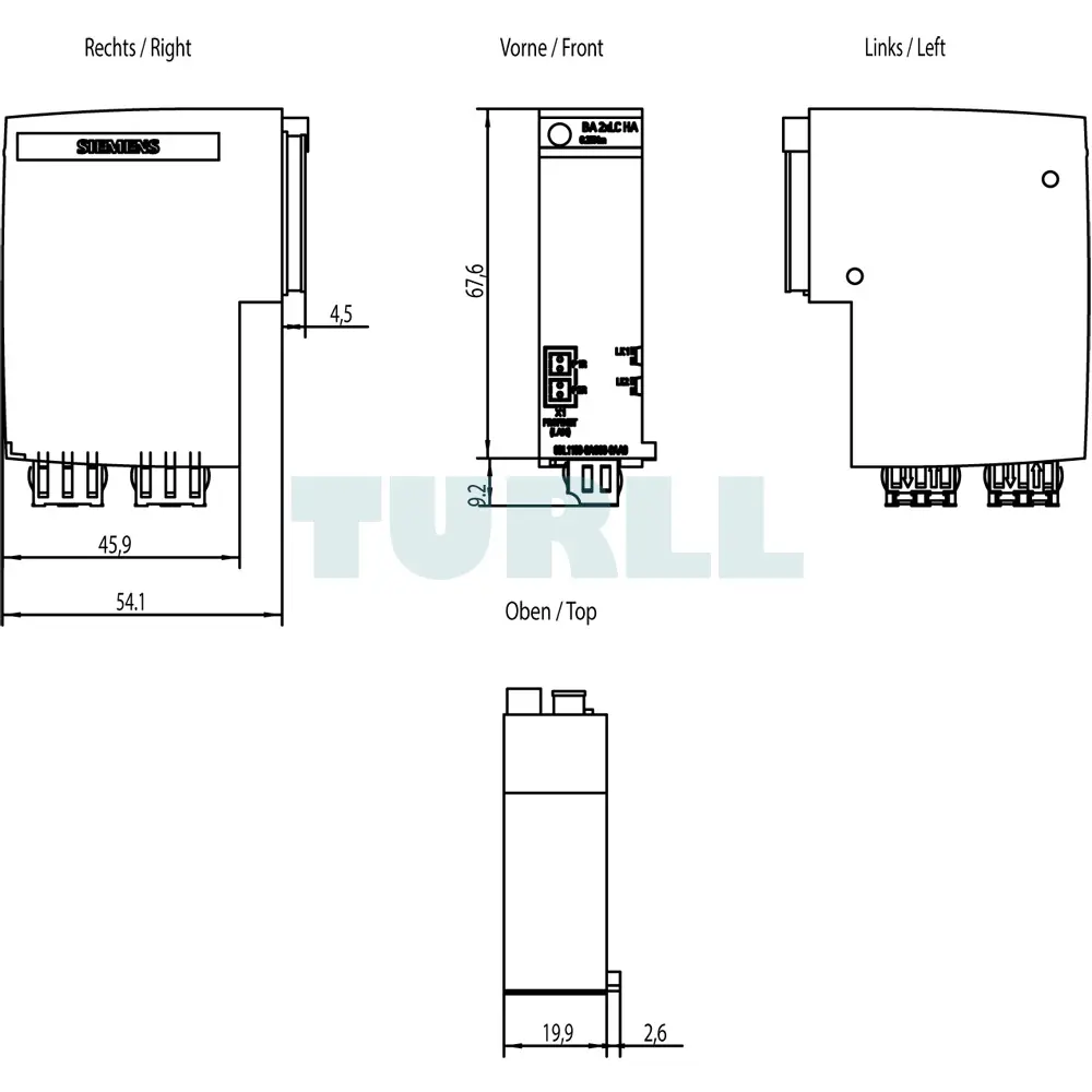6DL1193-6AG00-0AA0 SIEMENS SIMATIC ET 200SP HA Bus Adapter BA 2XLC