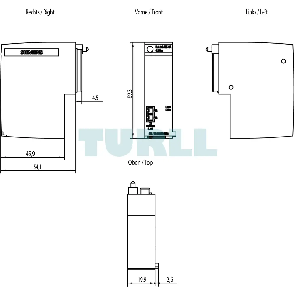 6DL1193-6AR00-0AA0 SIEMENS SIMATIC ET 200SP HA Bus Adapter BA 2xRJ45