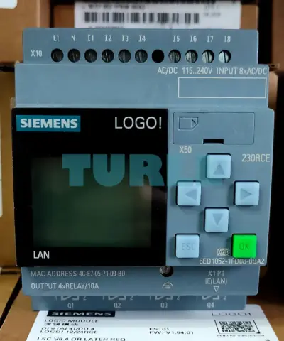 Siemens 6ED1052-1FB08-0BA2 LOGO! 230RCE Logic Module with Display (8 DI/4 DO) Original Brand New