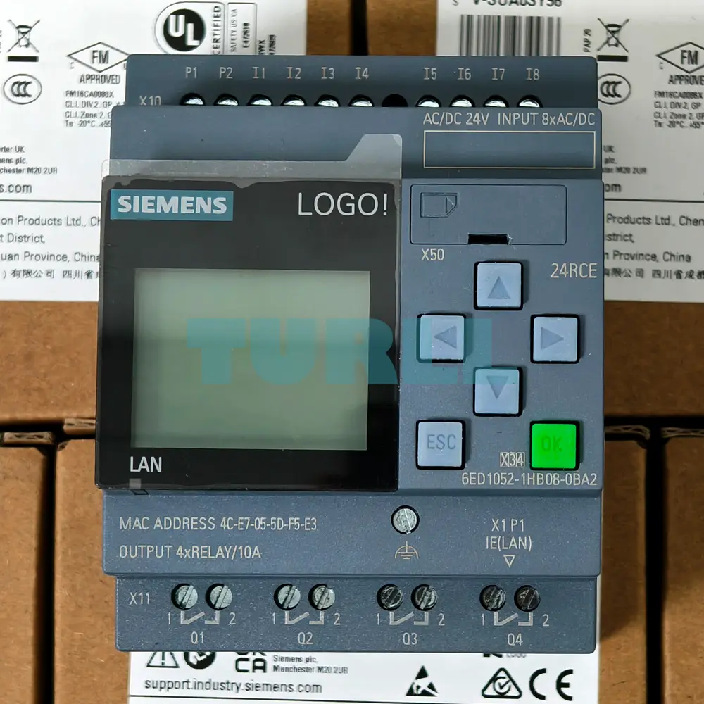 Siemens 6ED1052-1HB08-0BA2 LOGO! 24RCE Logic Module, 8 DI / 4 DO, Ethernet Original Brand New - Image 2