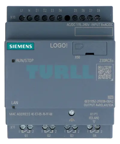 Siemens 6ED1052-2FB08-0BA2 LOGO! 230RCEo Logic Module, 115V/230V Relay, 8 DI/4 DO Original Brand New