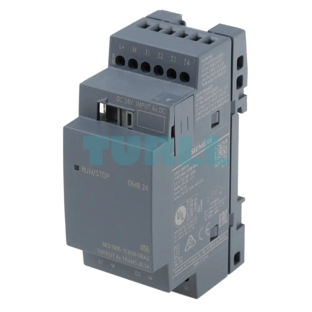 Siemens 6ED1055-1CB00-0BA2 LOGO! DM8 24 Expansion Module, 4 Digital Inputs, 4 Digital Outputs