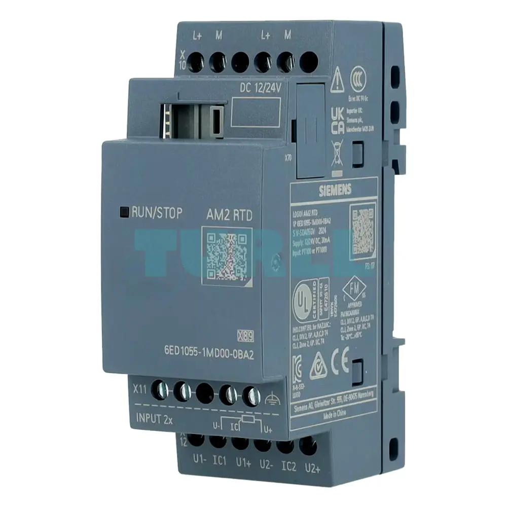 Siemens 6ED1055-1MD00-0BA2 LOGO! AM2 RTD Expansion Module, 2 AI for Pt100 / Pt1000, 12/24 V DC Original Brand New 1 Siemens 6ED1055-1MD00-0BA2 LOGO! AM2 RTD Expansion Module, 2 AI for Pt100 / Pt1000, 12/24 V DC Original Brand New