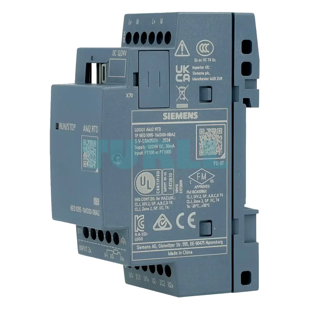 Siemens 6ED1055-1MD00-0BA2 LOGO! AM2 RTD Expansion Module, 2 AI for Pt100 / Pt1000, 12/24 V DC Original Brand New 2 Siemens 6ED1055-1MD00-0BA2 LOGO! AM2 RTD Expansion Module, 2 AI for Pt100 / Pt1000, 12/24 V DC Original Brand New - Image 2