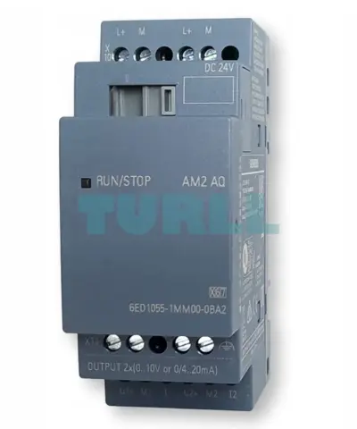 Siemens 6ED1055-1MM00-0BA2 LOGO! AM2 AQ Expansion Module, 2 AO, 0-10V / 0/4-20 mA, 24V DC Original Brand New