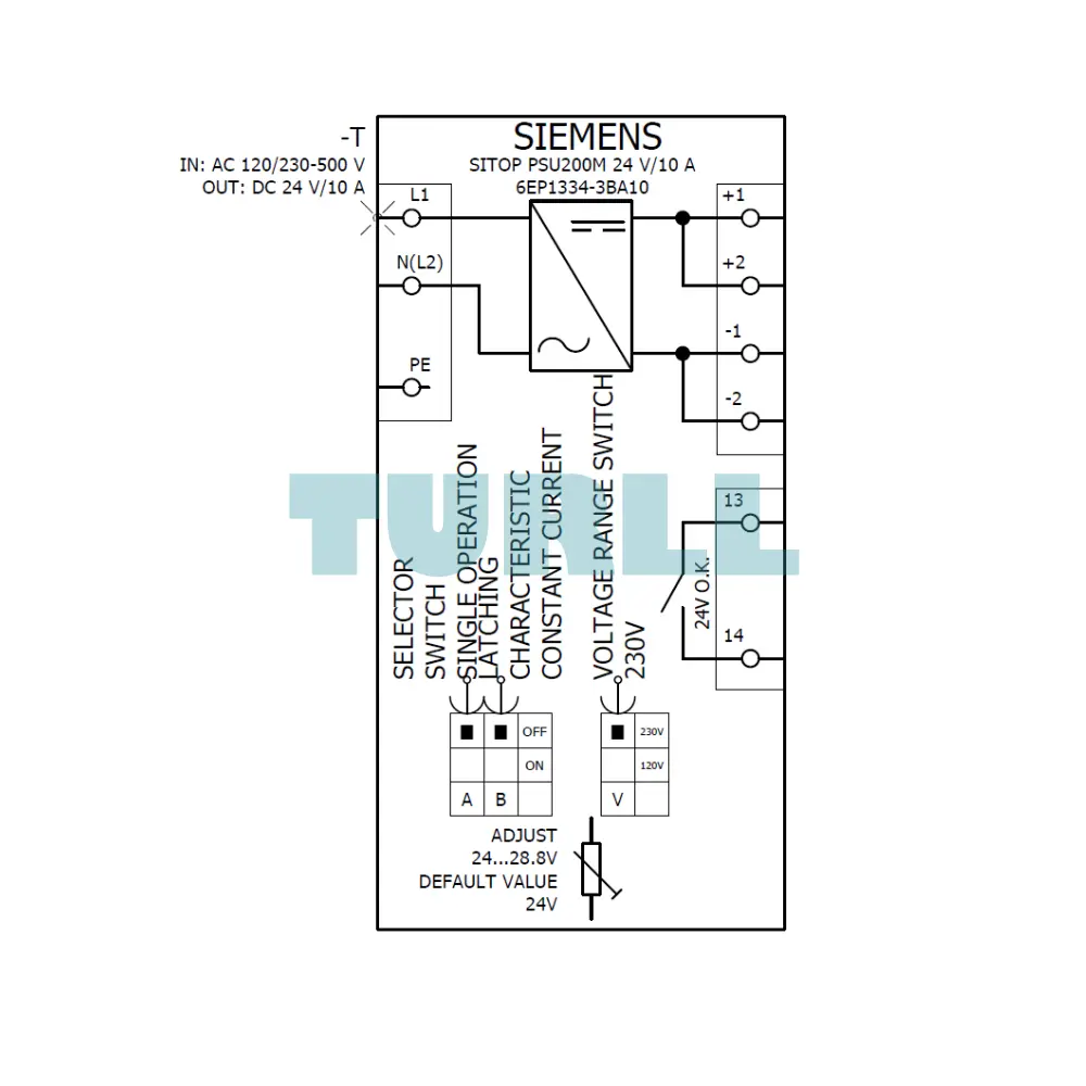Siemens 6EP1334-3BA10 SITOP PSU200M Stabilized Power Supply 24 V DC, 10 A