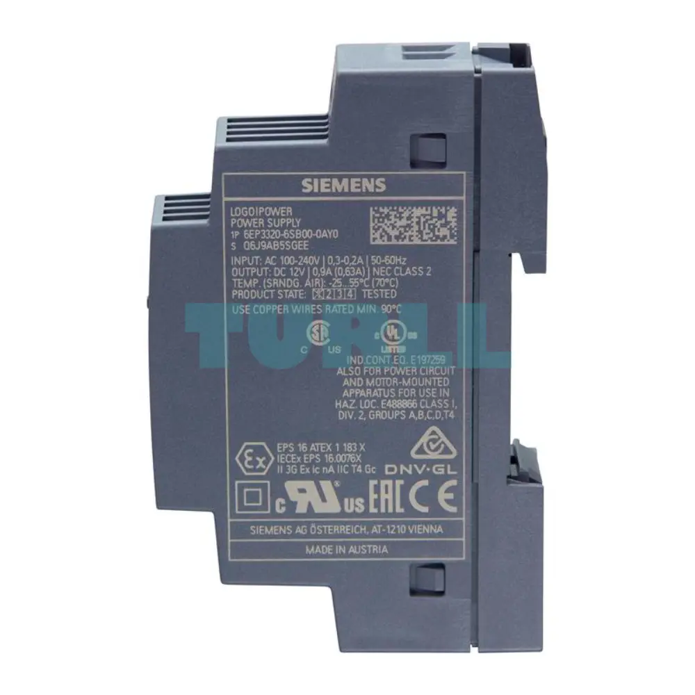 Siemens 6EP3320-6SB00-0AY0 LOGO!POWER 12V / 0.9A Stabilized Power Supply Original Brand New 3 Siemens 6EP3320-6SB00-0AY0 LOGO!POWER 12V / 0.9A Stabilized Power Supply