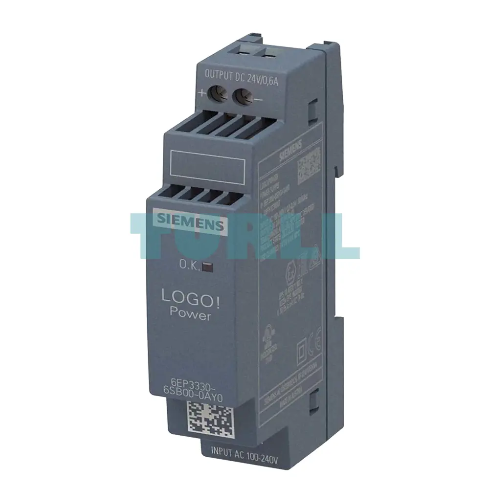 Siemens 6EP3330-6SB00-0AY0 LOGO!POWER, 24V, 0.6A, Stabilized Power Supply Original Brand New 2 Siemens 6EP3330-6SB00-0AY0 LOGO!POWER, 24V, 0.6A, Stabilized Power Supply