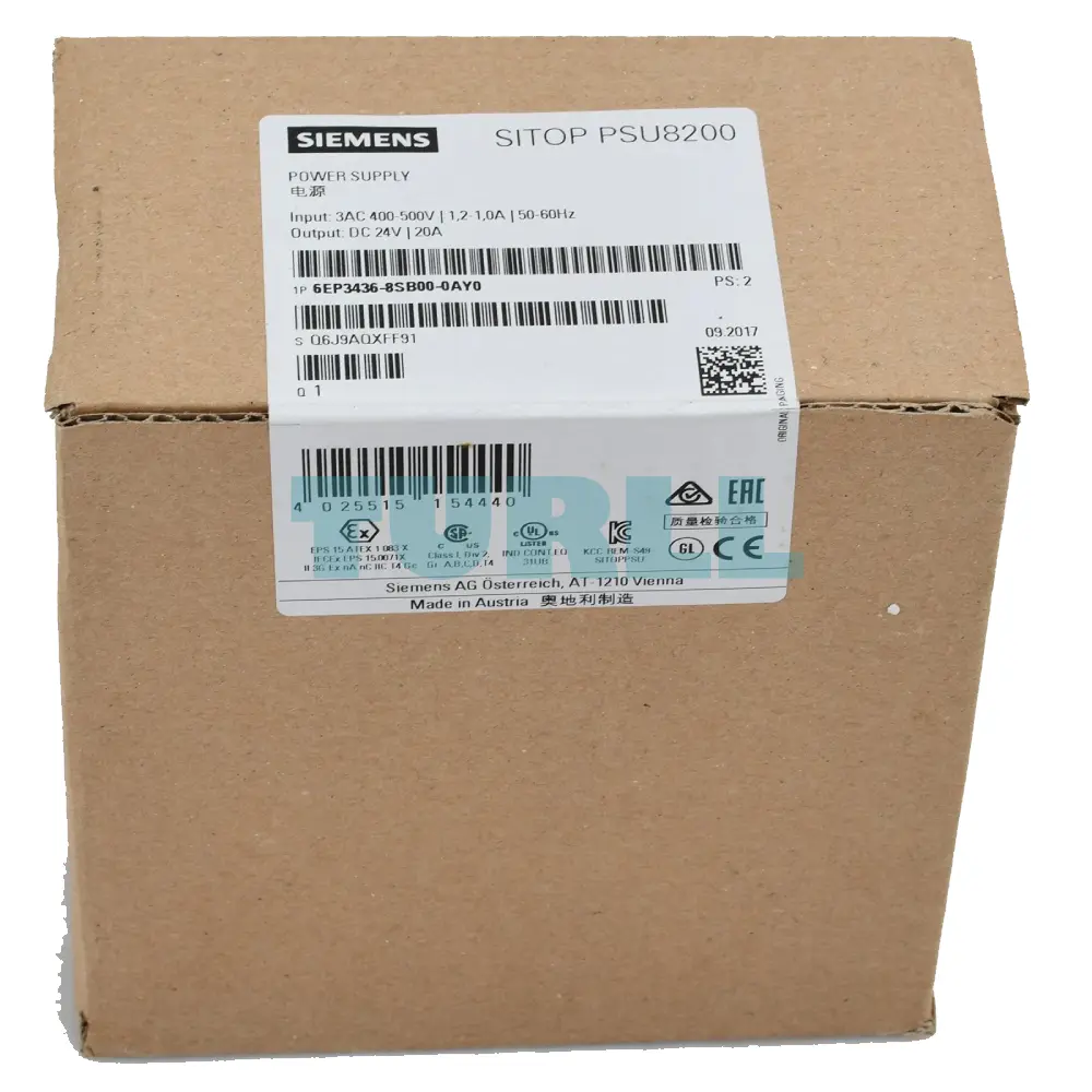 Siemens 6EP3436-8SB00-0AY0 SITOP PSU8200 Stabilized Power Supply, 3-Phase, 24V DC, 20A Original Brand New 4 Siemens 6EP3436-8SB00-0AY0 SITOP PSU8200 Stabilized Power Supply, 3-Phase, 24V DC, 20A