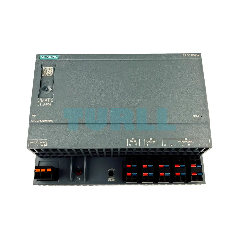 Siemens 6EP7133-6AB00-0BN0 SIMATIC ET 200SP, 24V/5A, Stabilized Power Supply Original Brand New 1 Siemens 6EP7133-6AB00-0BN0 SIMATIC ET 200SP, 24V/5A, Stabilized Power Supply Original Brand New