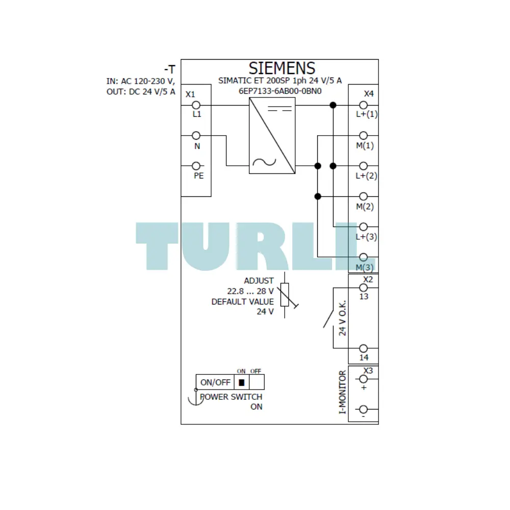 Siemens 6EP7133-6AB00-0BN0 SIMATIC ET 200SP, 24V/5A, Stabilized Power Supply Original Brand New 5 Siemens 6EP7133-6AB00-0BN0 SIMATIC ET 200SP, 24V/5A, Stabilized Power Supply