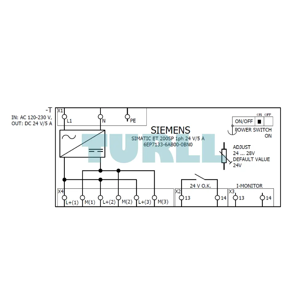 Siemens 6EP7133-6AB00-0BN0 SIMATIC ET 200SP, 24V/5A, Stabilized Power Supply Original Brand New 4 Siemens 6EP7133-6AB00-0BN0 SIMATIC ET 200SP, 24V/5A, Stabilized Power Supply